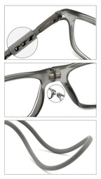 Magnet Hanging Neck Reading Glasses – Anti-Blue Light Ultra-Light Portable Square Presbyopic Spectacles for Men and Women Everyday Use