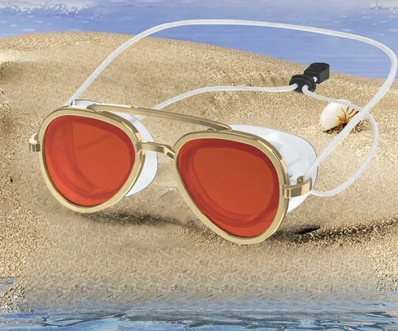 Anti-Fog Swimming Goggles – HD Full View Waterproof Retro Swim Glasses for Adult Water Sports, Beach and Pool Use