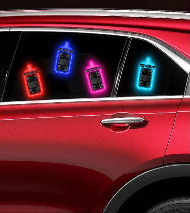 Solar Car Decorative Warning Lights – LED Ambient Bottle Lights for Triangle and Rear Windows with Eye-Catching Automotive Safety Styling
