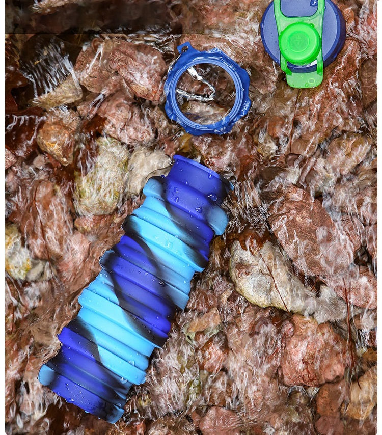 Silicone Foldable Water Bottle – Portable Leak-Proof Collapsible Cup for Outdoor Travel Camping Sports Hydration Solution