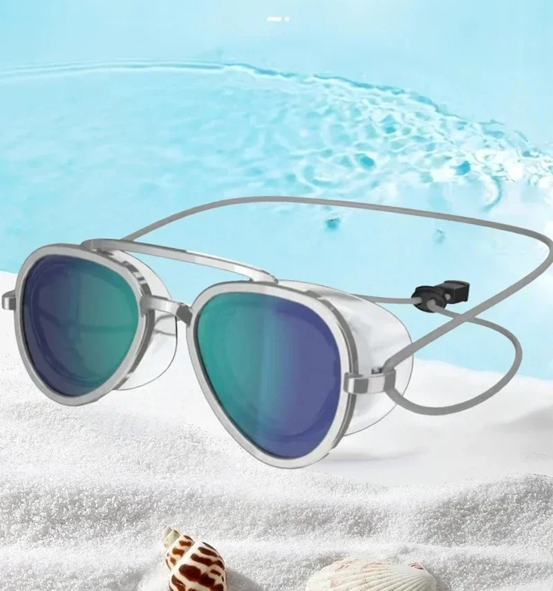 Anti-Fog Swimming Goggles – HD Full View Waterproof Retro Swim Glasses for Adult Water Sports, Beach and Pool Use