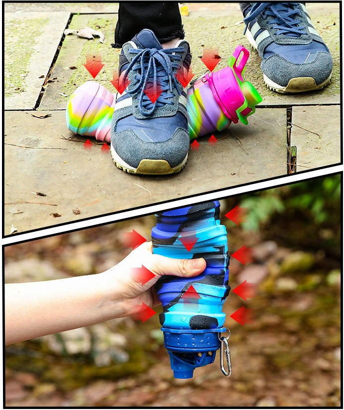 Silicone Foldable Water Bottle – Portable Leak-Proof Collapsible Cup for Outdoor Travel Camping Sports Hydration Solution