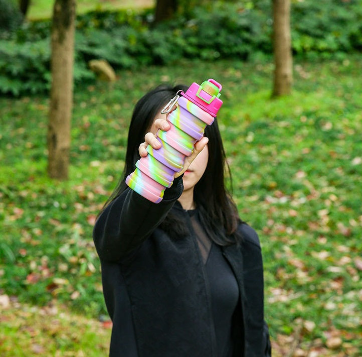 Silicone Foldable Water Bottle – Portable Leak-Proof Collapsible Cup for Outdoor Travel Camping Sports Hydration Solution