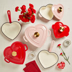 3-Quart Enameled Cast Iron Heart-Shaped Dutch Oven, Pink