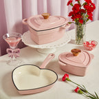 3-Quart Enameled Cast Iron Heart-Shaped Dutch Oven, Pink