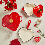 1-Quart Enameled Cast Iron Heart-Shaped Dutch Oven, Red