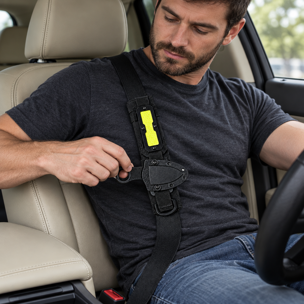 Tactical MOLLE Car Seat Belt Organizer – Universal Modular Storage Sheath for Vehicle Interiors, Compact Gear Carry and Everyday Road Accessories