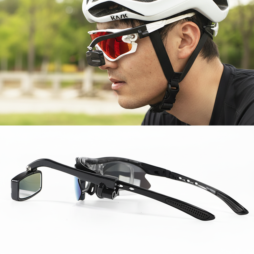 Bike Rearview Mirror Glasses – Mini Cycling Mirror for Helmet or Eyewear with Enhanced Road Safety Visibility