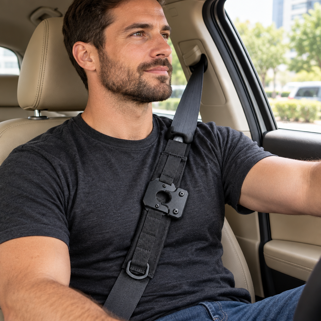 Tactical MOLLE Car Seat Belt Organizer – Universal Modular Storage Sheath for Vehicle Interiors, Compact Gear Carry and Everyday Road Accessories