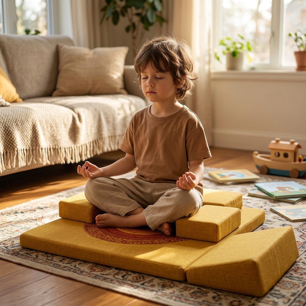Foldable Meditation Cushion – Ergonomic Tri-Fold Yoga Kneeling Seat and Portable Floor Mat for Zen Practice, Cross-Legged Sitting and Relaxation