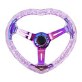 Heart-Shaped Acrylic Steering Wheel – Universal 350MM Transparent 14-Inch Sports Car Wheel with Multicolor Options for Custom Interior Styling