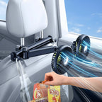 Dual Head Car Seat Fan - Adjustable Headrest Cooling Fan with 360 Degree Rotation and Quiet Airflow