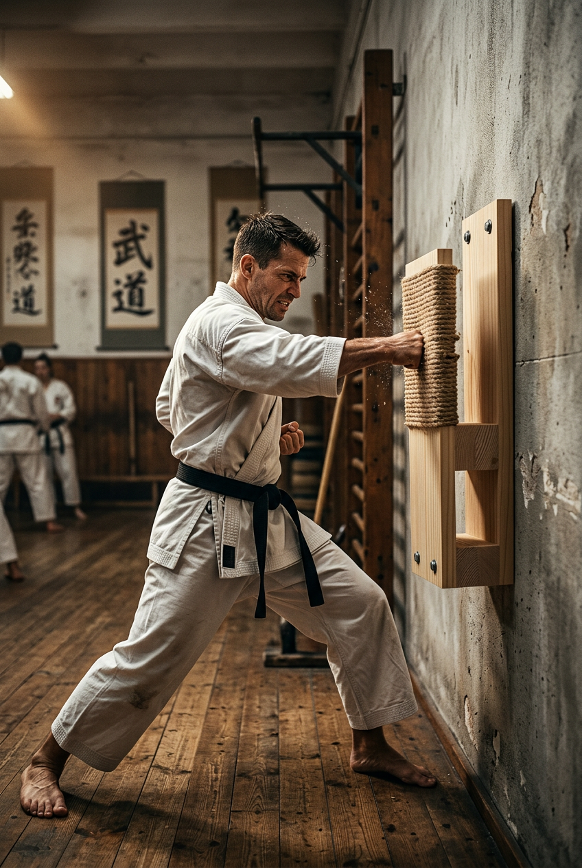 Wall-Mounted Makiwara Striking Board – Traditional Punching Practice Pad for Taekwondo, Martial Arts Conditioning and Compact Home Training Spaces