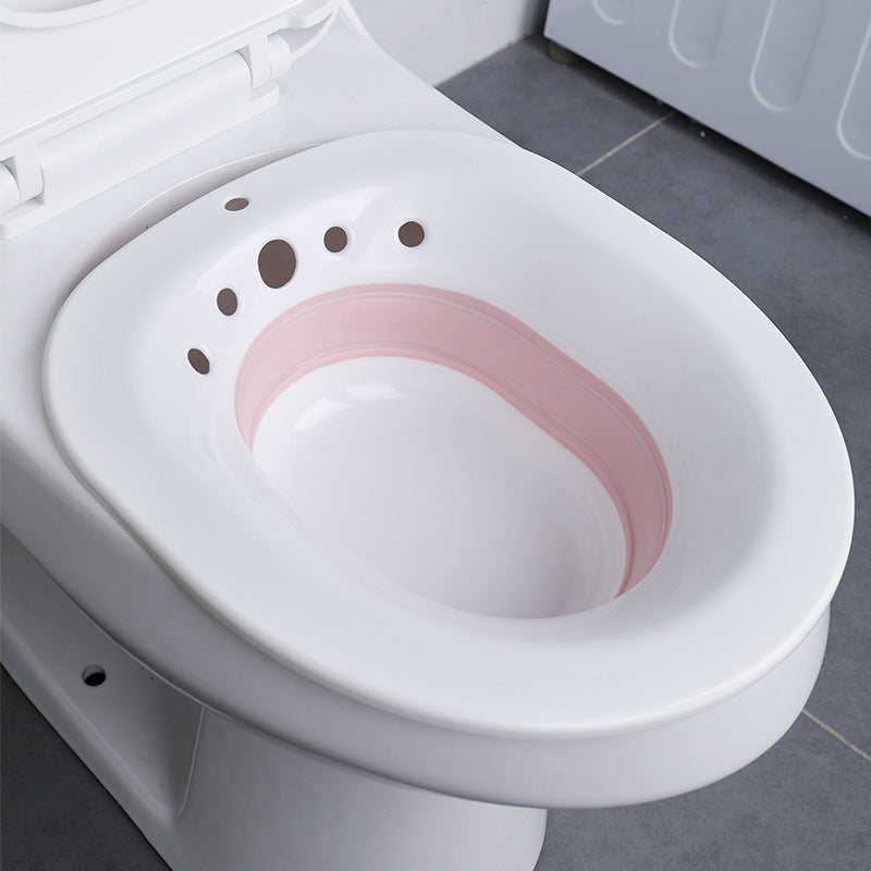 Foldable Sitz Bath for Postpartum and Everyday Use - Collapsible Over-Toilet Soaking Basin with Bulb Rinse Pump and Flat-Fold Storage