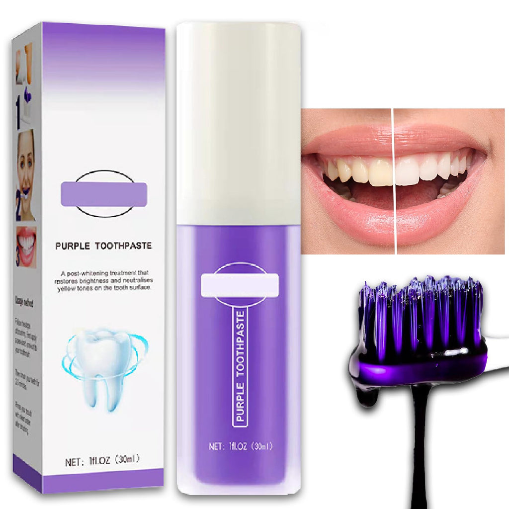 Purple Whitening Toothpaste – 5D Pro-Grade Color-Correcting Teeth Whitening Toothpaste & Fresh Breath Oral Care