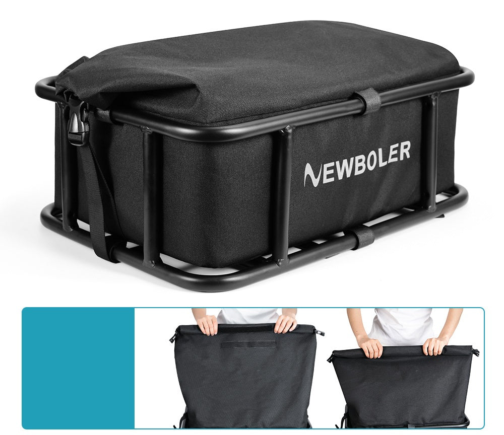 Heavy-Duty Rear Bike Basket with Rack – Large Metal Bicycle Carrier for Groceries, Commutes, and Electric Bike Storage