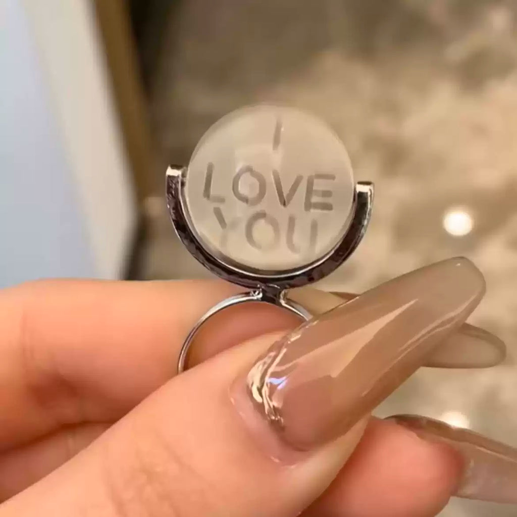 Rotating Disc I Love You Couple Ring