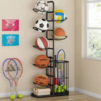 Kids Ball Storage Rack – Indoor Basketball, Football and Volleyball Organizer Stand for Playrooms, Kindergartens and Home Storage