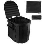 Portable Folding Camping Toilet Seat – Travel Bucket Toilet with Lid for Car Trips, Emergency Outdoor Camping Toilet for Hiking, Fishing and Road Travel