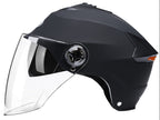 LED Motorcycle Helmet – Rechargeable Lighted Moped and Electric Scooter Helmet for Men and Women with Protective Double Visor