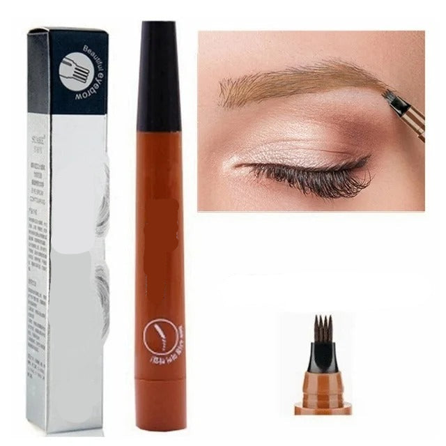 Waterproof Eyebrow Pencil – 4 Tip Microblade Brow Pen for Natural Long-Lasting Makeup, Smudge-Proof Cosmetic Tool