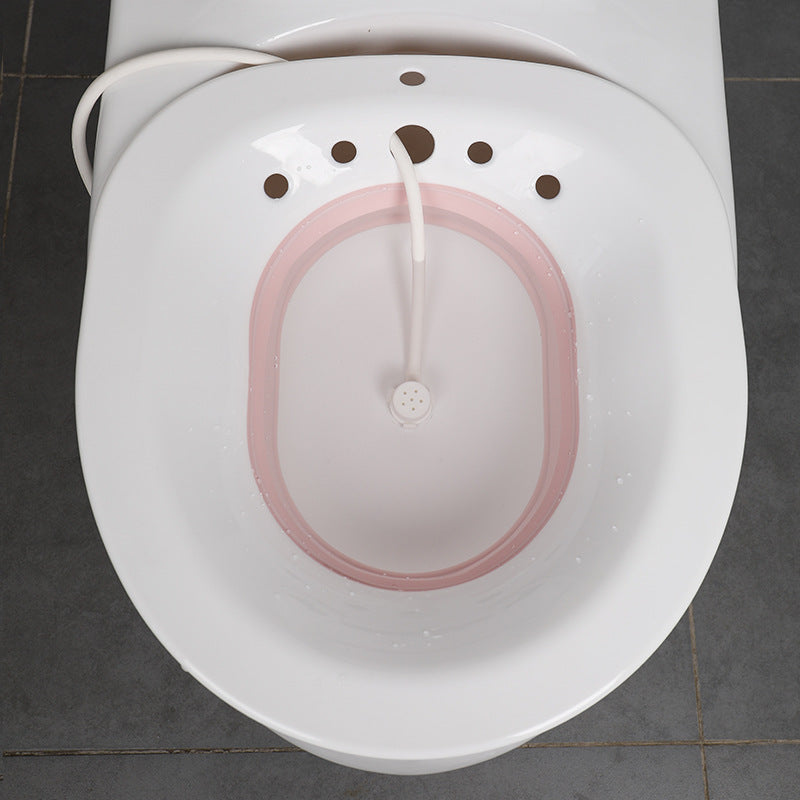 Foldable Sitz Bath for Postpartum and Everyday Use - Collapsible Over-Toilet Soaking Basin with Bulb Rinse Pump and Flat-Fold Storage