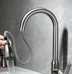 Modern kitchen faucet with touch sensor and pull-out spray head