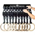 Adjustable Wooden Gymnastics Rings – Birch Wood Fitness Rings with Heavy-Duty Straps for Pull-Ups, Calisthenics, CrossFit and Home Gym Training