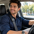 Magnetic Car Seat Belt Holder – PU Leather Safety Belt Limiter Clip Designed to Prevent Sliding, Falling and Uncomfortable Seatbelt Movement