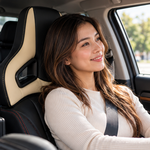 Premium Leather Racing Headrest – High-Quality Automotive Neck Support Cushion for Vehicle Seats, Driving Comfort and Sporty Interior Styling