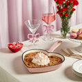 9” Enameled Cast Iron Heart-Shaped Skillet Fry Pan, Pink