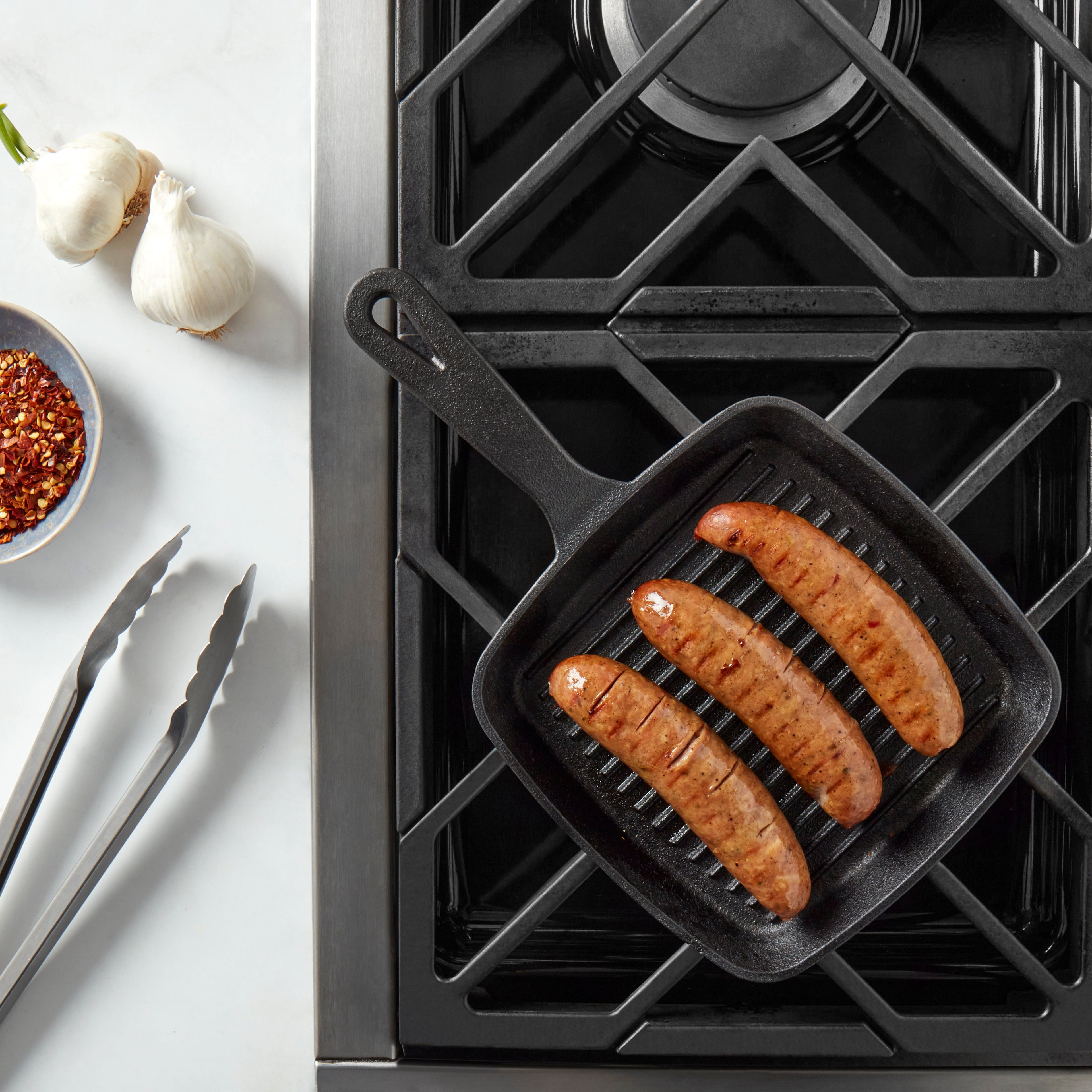 6.75" Square Pre-Seasoned Cast Iron Skillet Grill Pan
