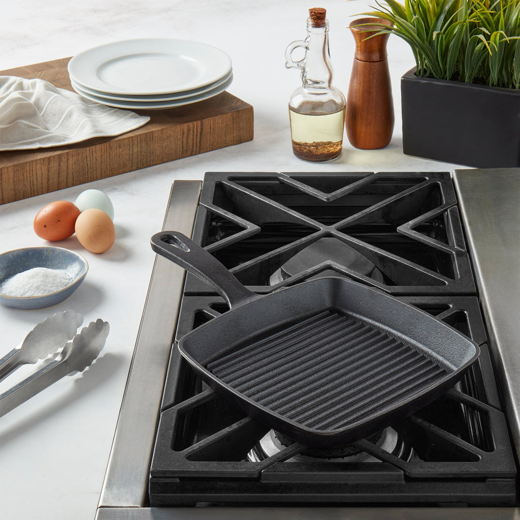 8" Square Pre-Seasoned Cast Iron Skillet Grill Pan