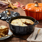 2-Quart / 4-Quart Enameled Cast Iron Pumpkin Dutch Ovens, Black