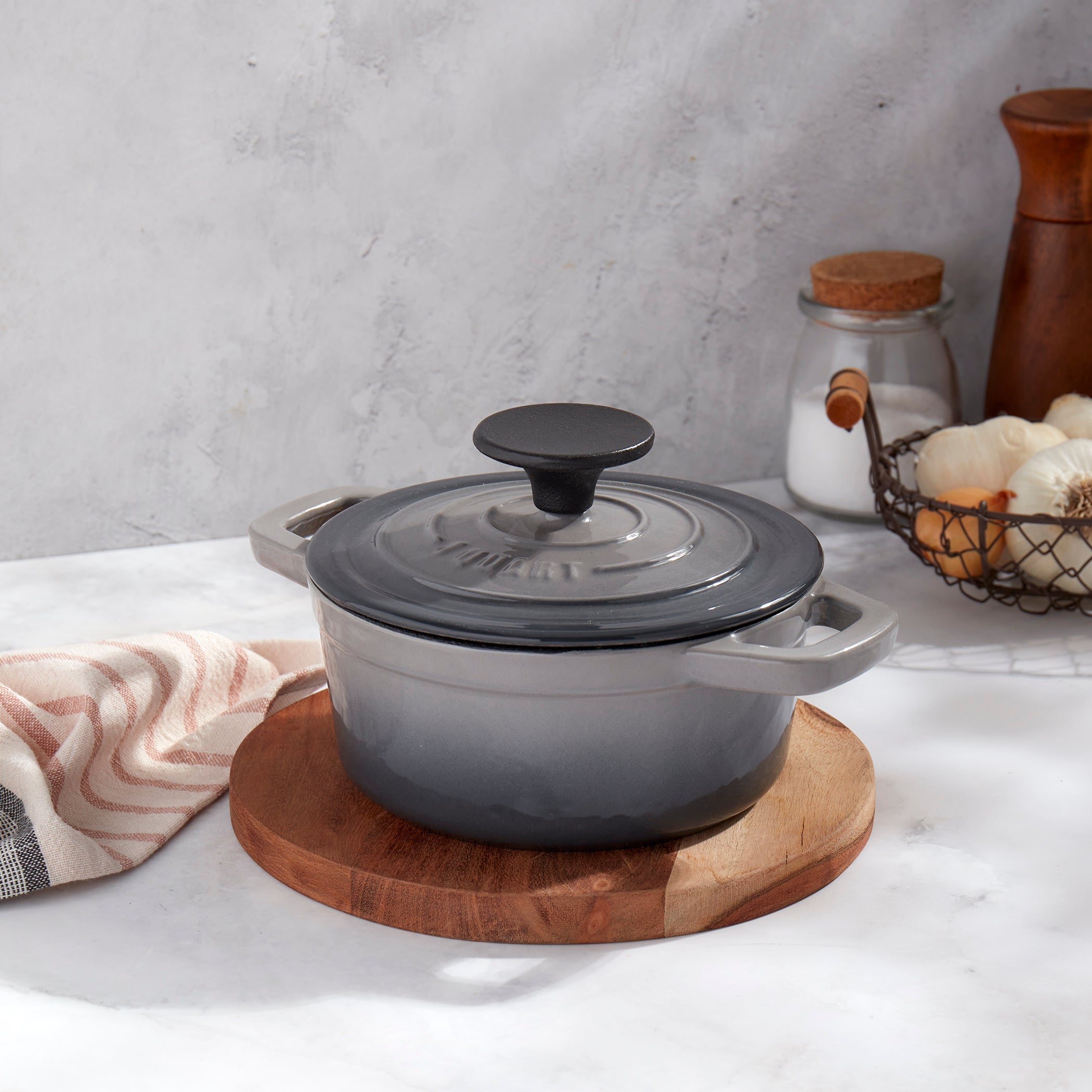 1-Quart Enameled Cast Iron Dutch Oven, Gray