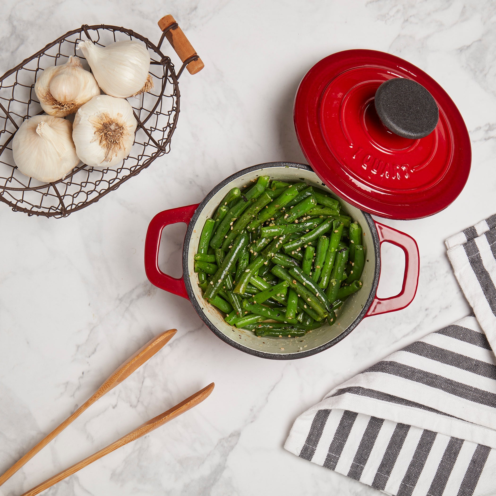 1-Quart Enameled Cast Iron Dutch Oven, Red