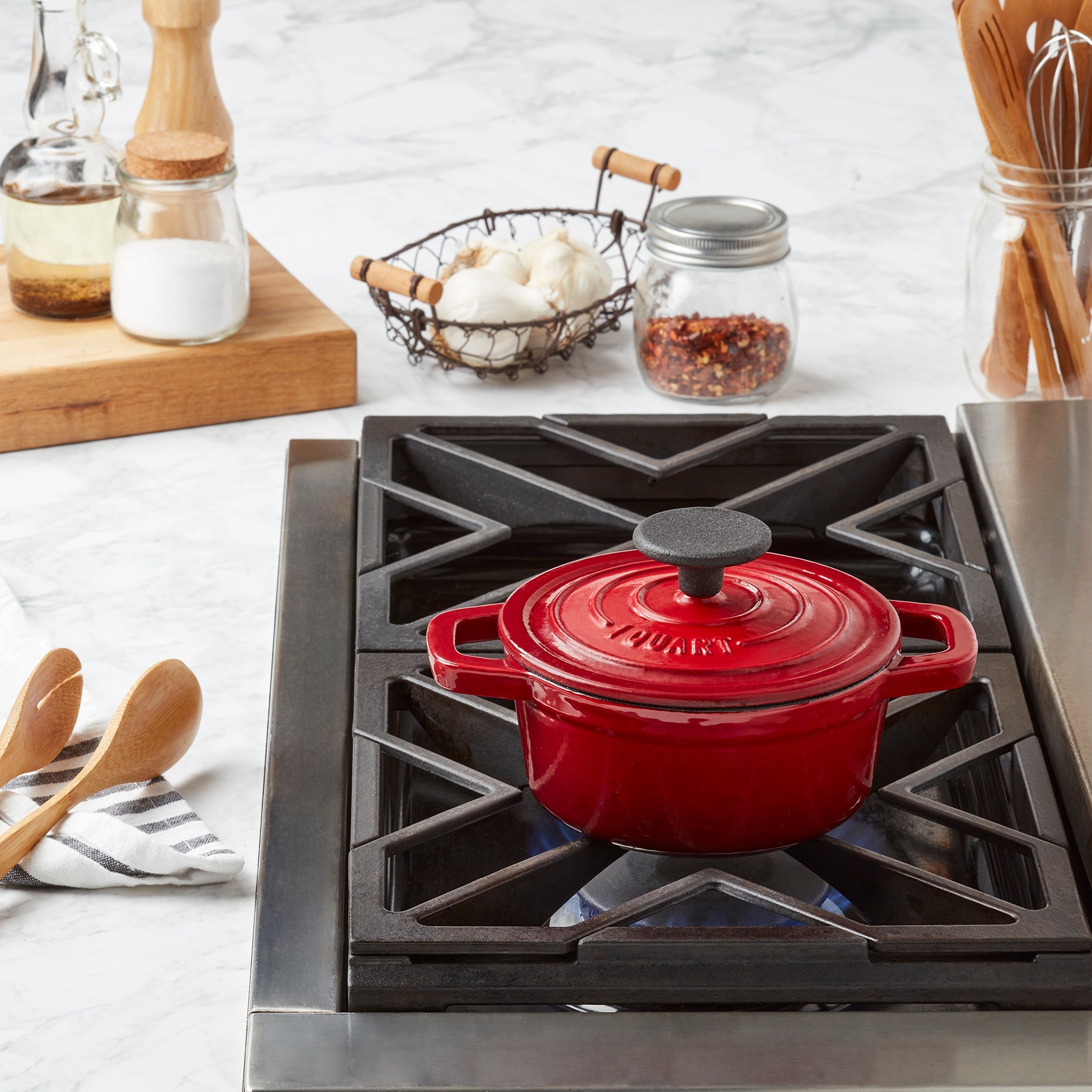 1-Quart Enameled Cast Iron Dutch Oven, Red