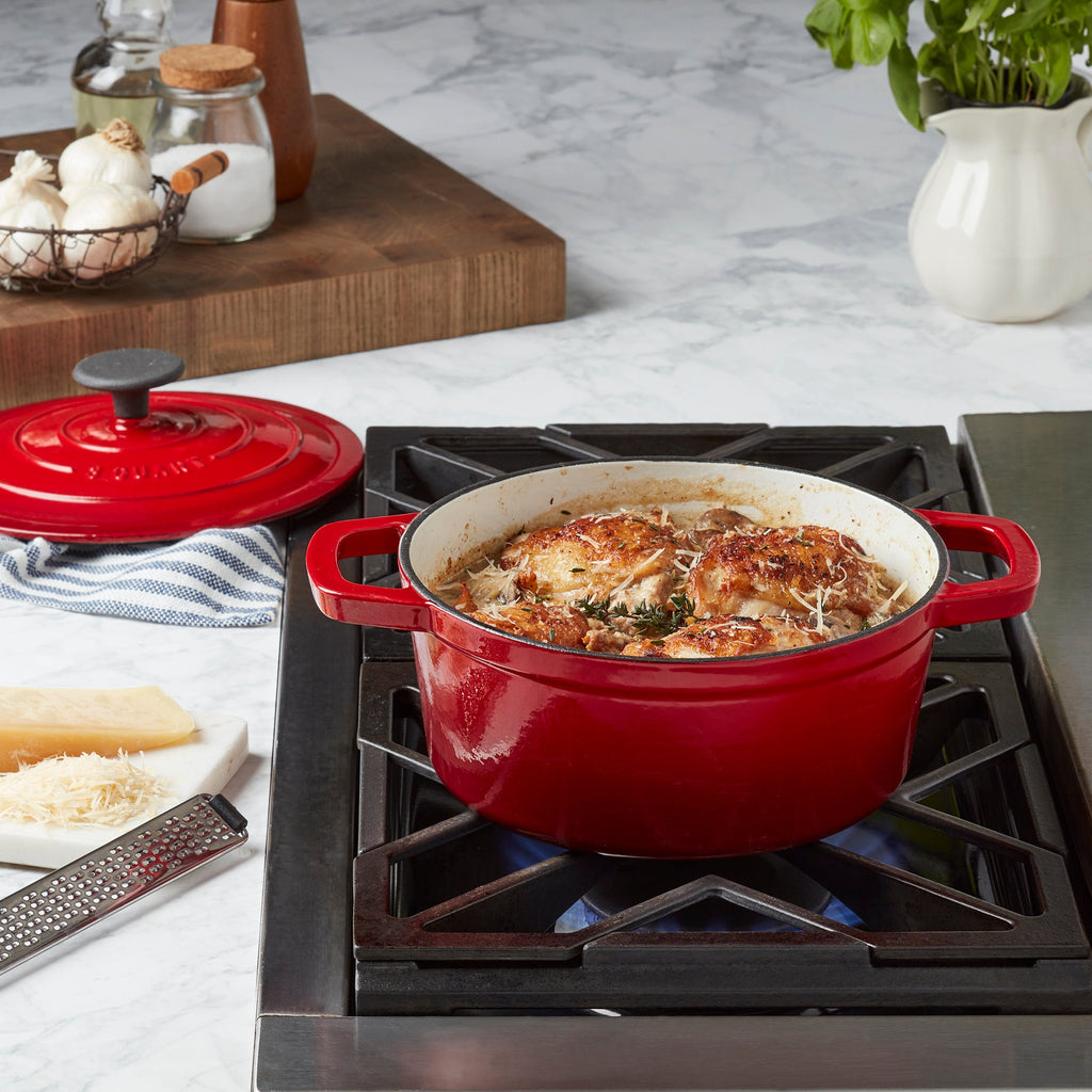 3-Quart Enameled Cast Iron Dutch Oven, Red
