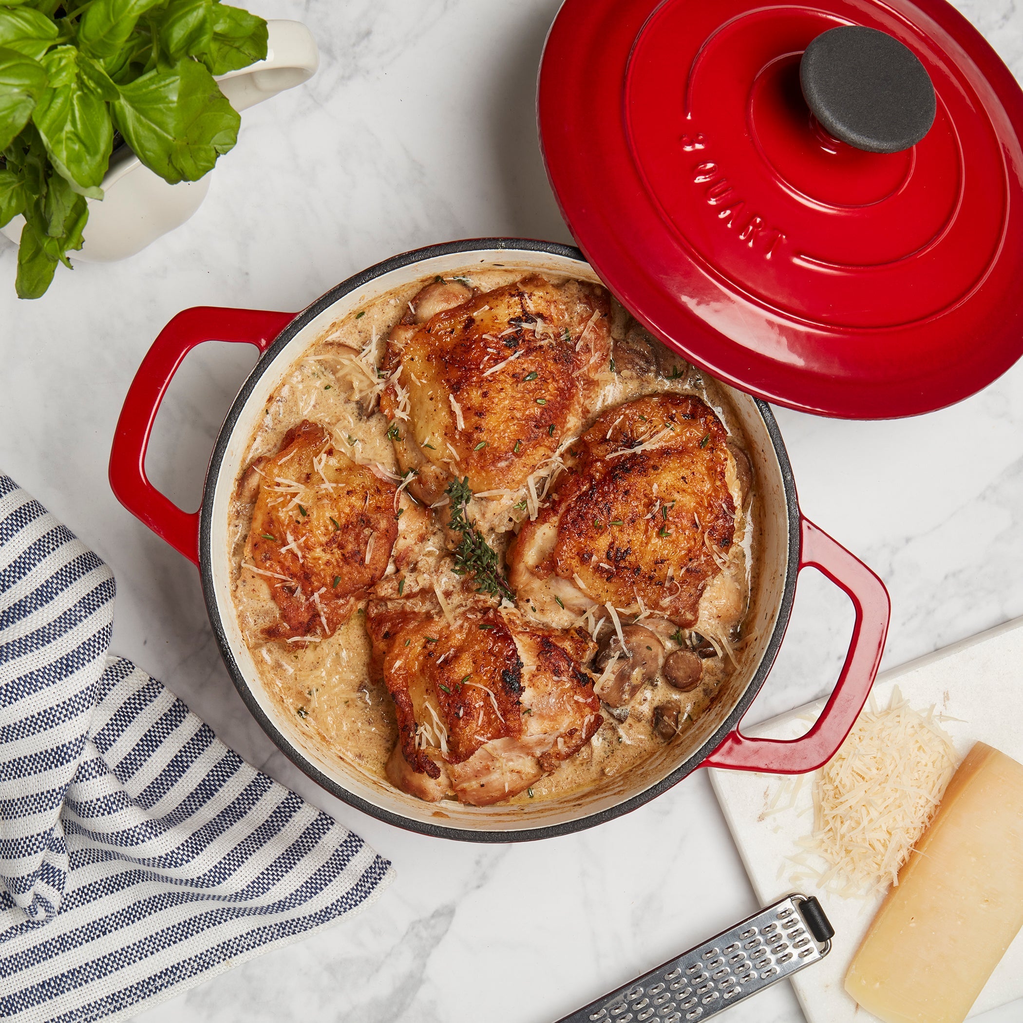3-Quart Enameled Cast Iron Dutch Oven, Red