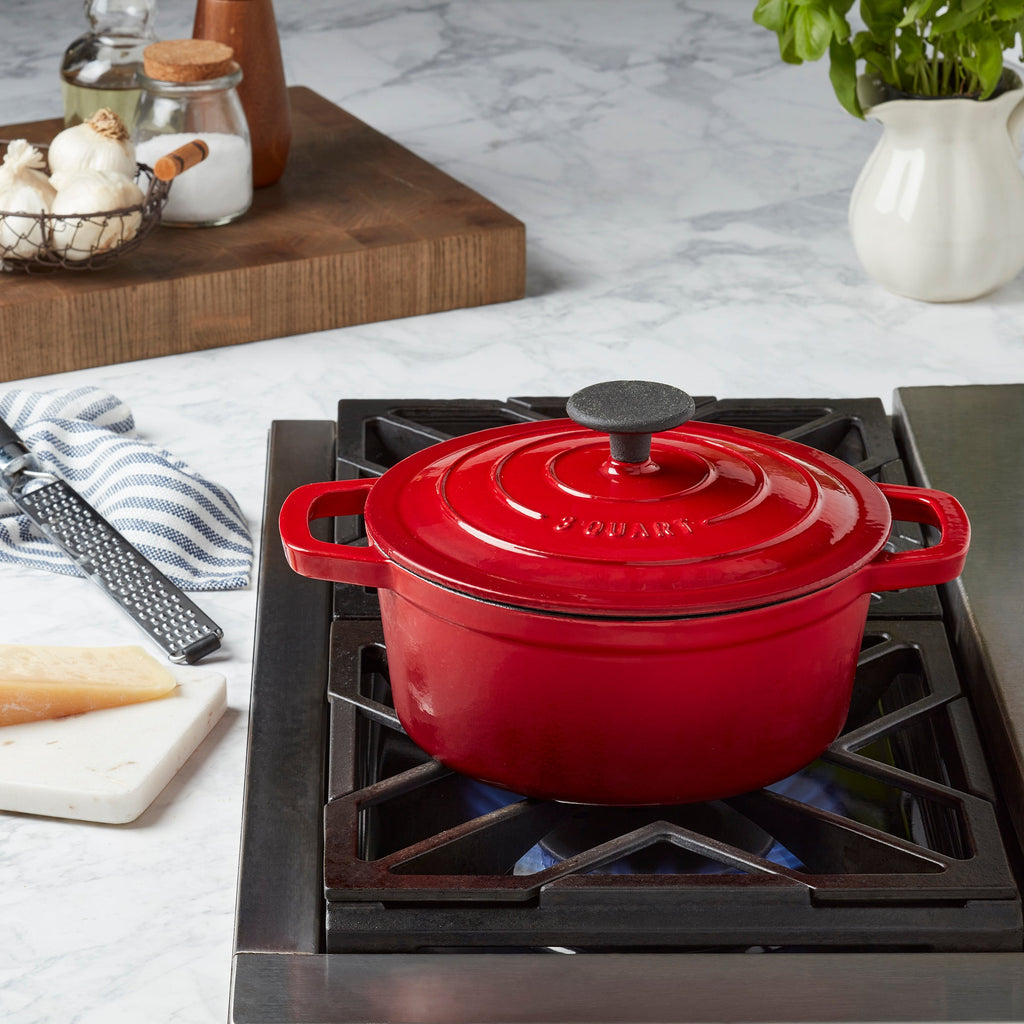 3-Quart Enameled Cast Iron Dutch Oven, Red