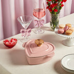 1-Quart Enameled Cast Iron Heart-Shaped Dutch Oven, Pink