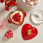 1-Quart Enameled Cast Iron Heart-Shaped Dutch Oven, Red