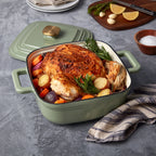 4-Quart Enameled Cast Iron Square Dutch Ovens, Matcha Green