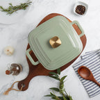 4-Quart Enameled Cast Iron Square Dutch Ovens, Matcha Green