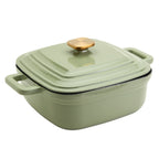 4-Quart Enameled Cast Iron Square Dutch Ovens, Matcha Green