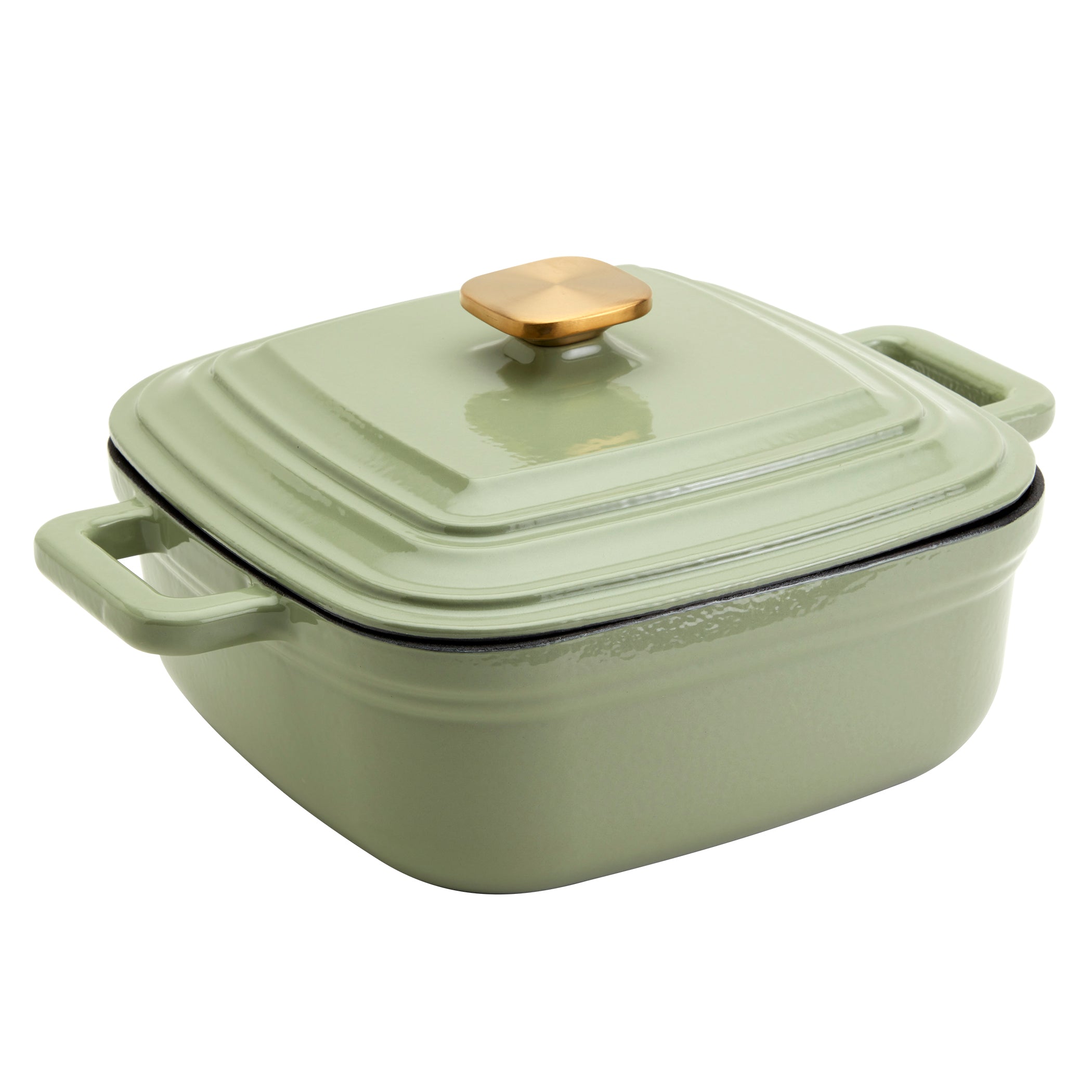 4-Quart Enameled Cast Iron Square Dutch Ovens, Matcha Green