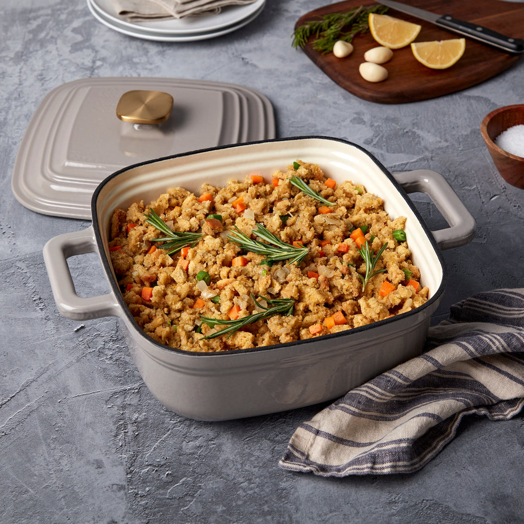 4-Quart Enameled Cast Iron Square Dutch Ovens, Gray