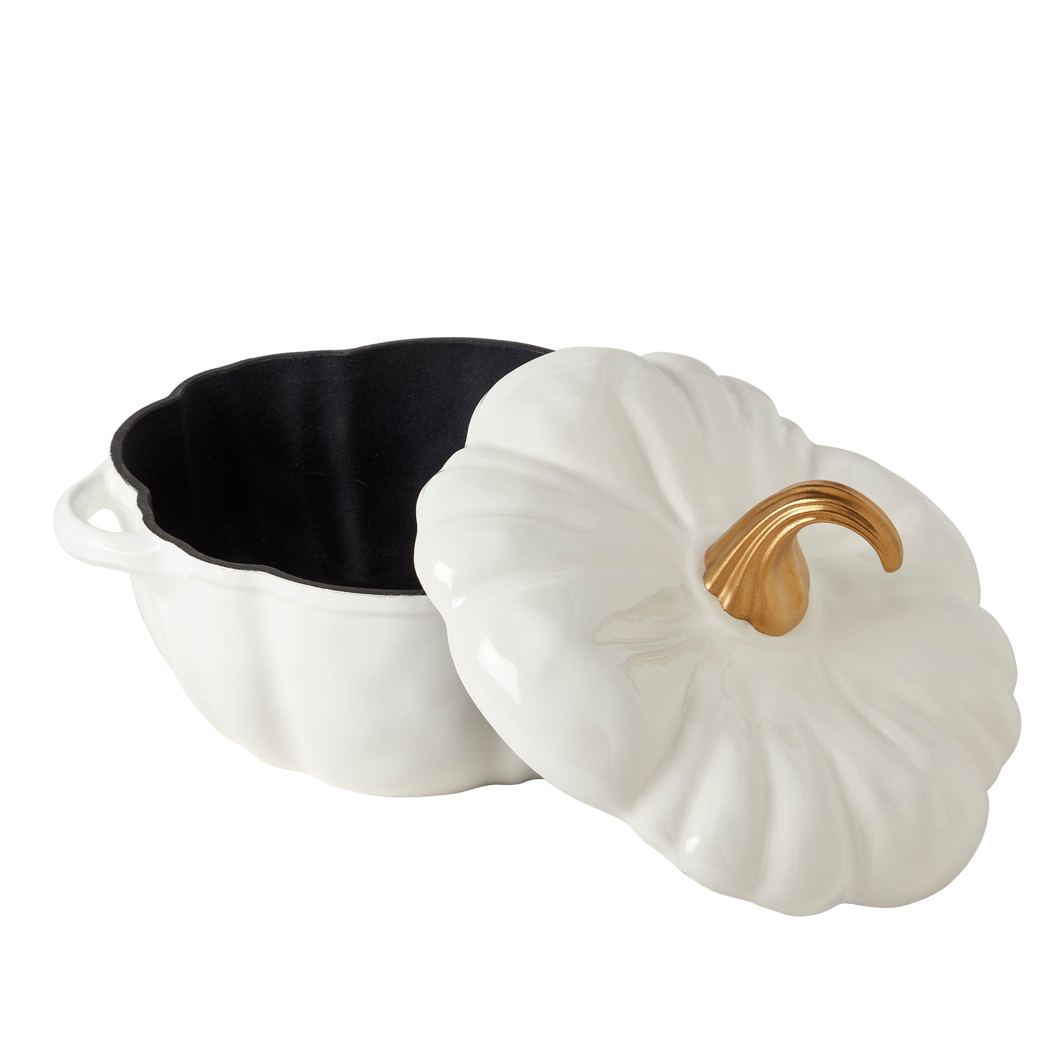 2-Quart / 4-Quart Enameled Cast Iron Pumpkin Dutch Ovens, White