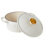 3-Quart Fluted Enameled Cast Iron Dutch Oven, White/Sage