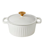 3-Quart Fluted Enameled Cast Iron Dutch Oven, White/Sage